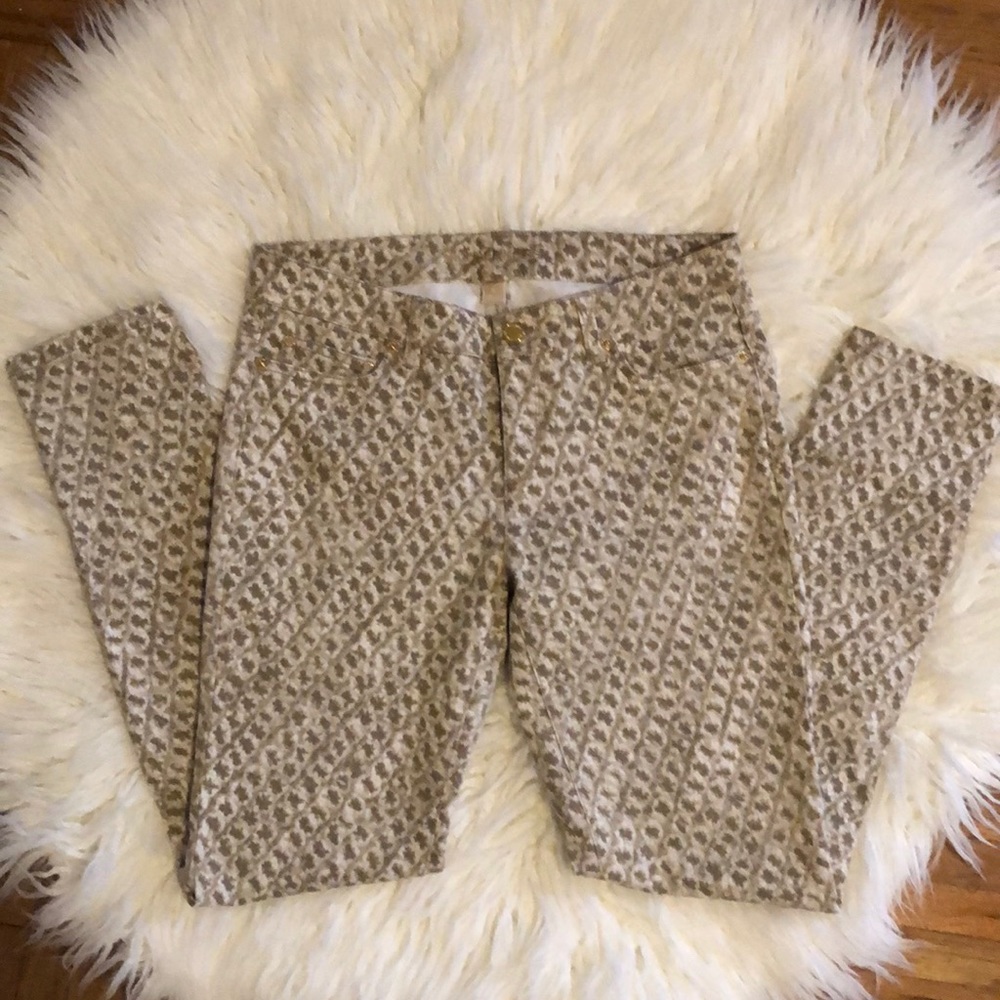 Michael Kors tan print low rise skinny jeans